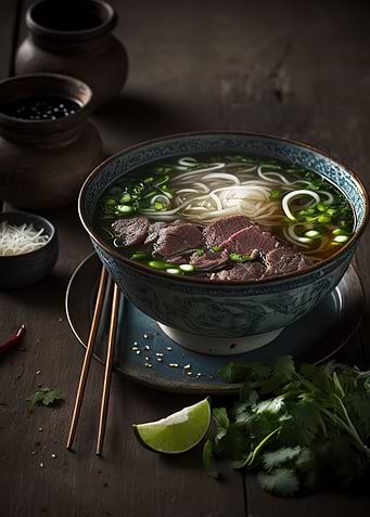Asian pho noodle soup