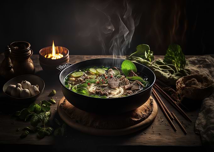 Asian pho noodle soup