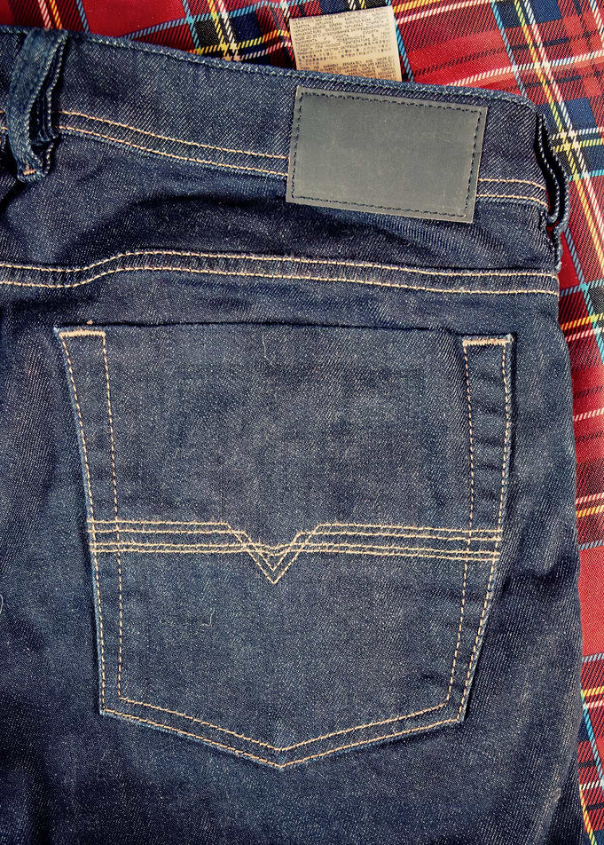 Jeans pocket on table clos