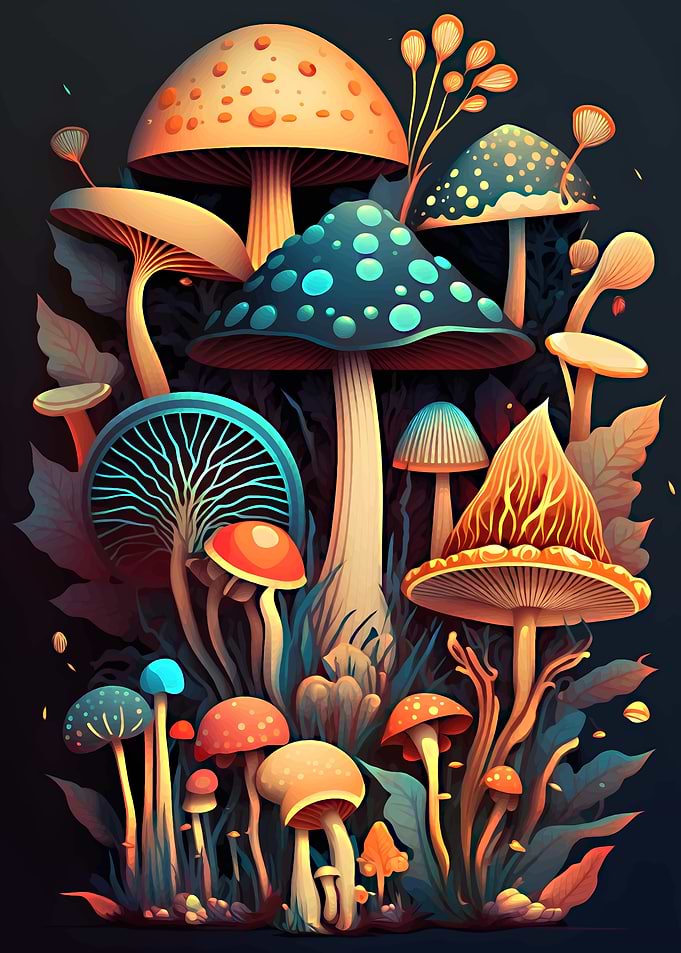 colorful mushrooms
