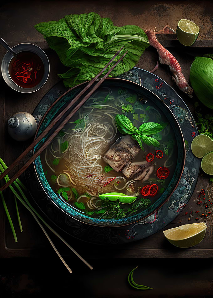 Asian pho noodle soup