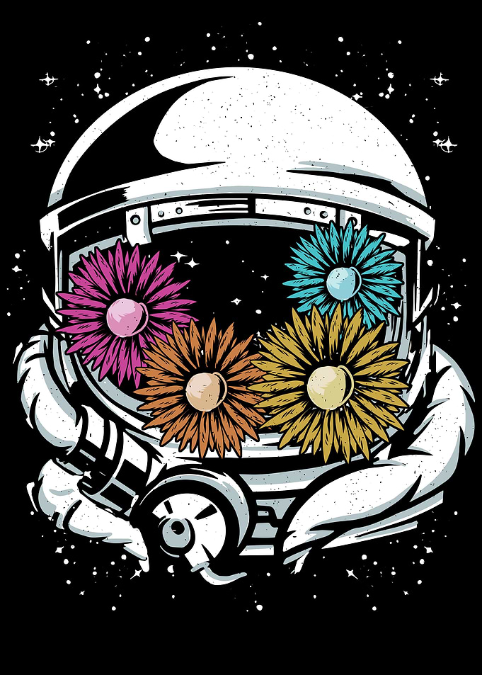 Astronaut Flowers Space
