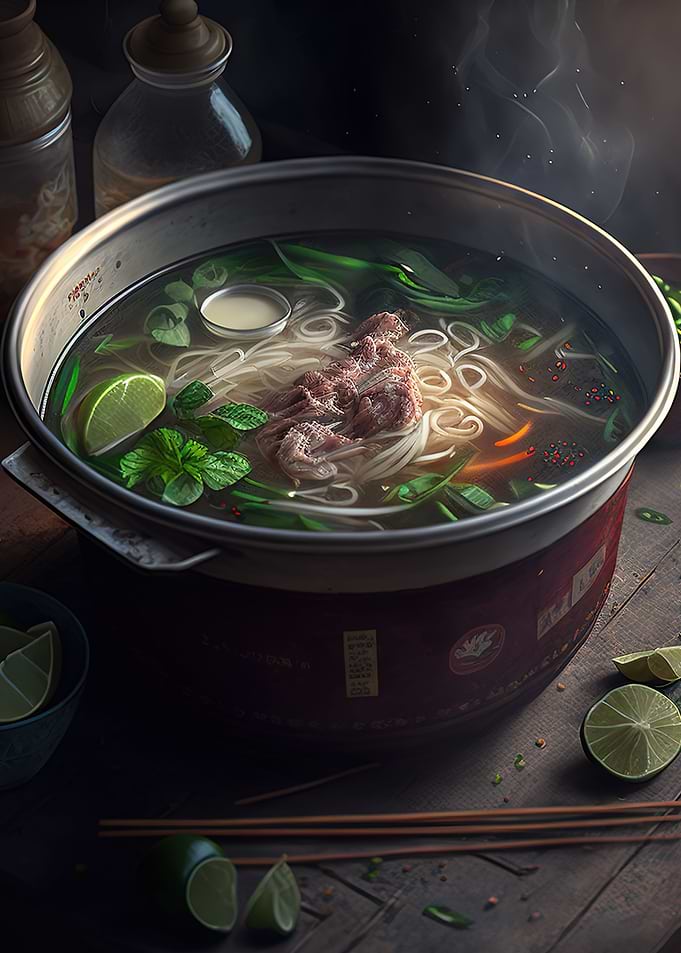 Asian pho noodle soup