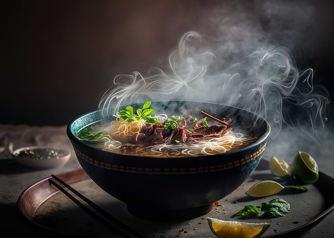 Asian pho noodle soup