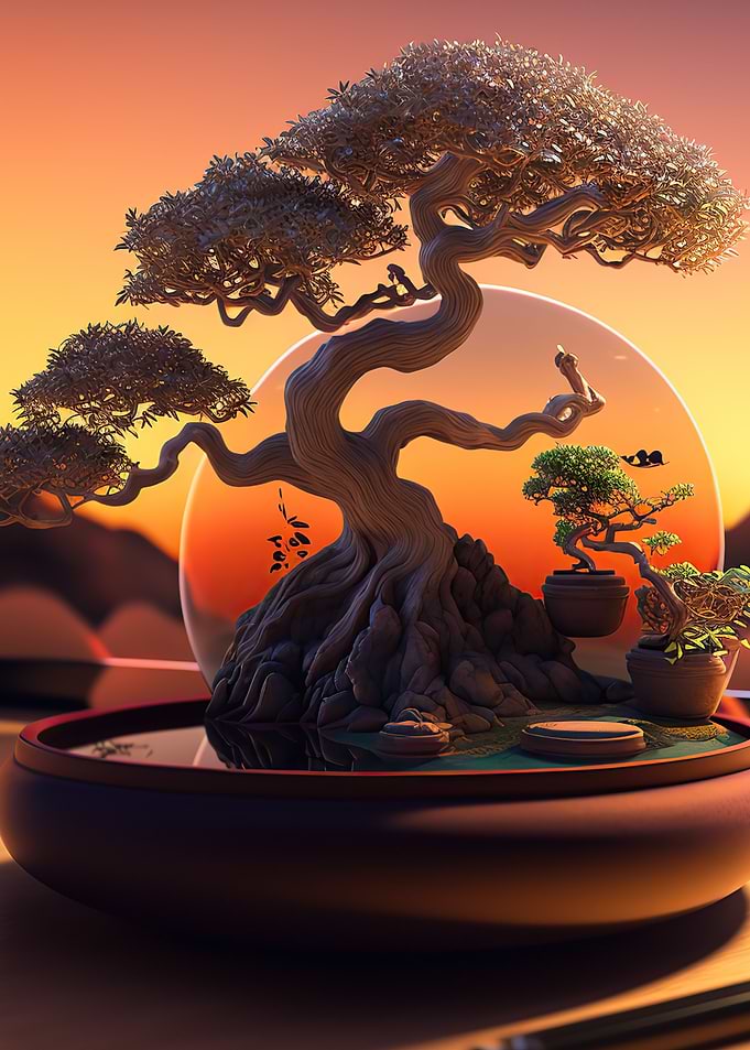 bonsai sunset
