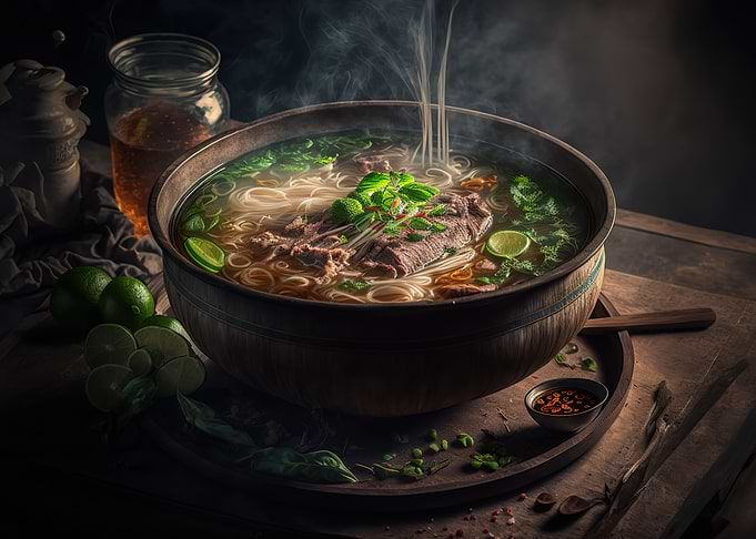Asian pho noodle soup