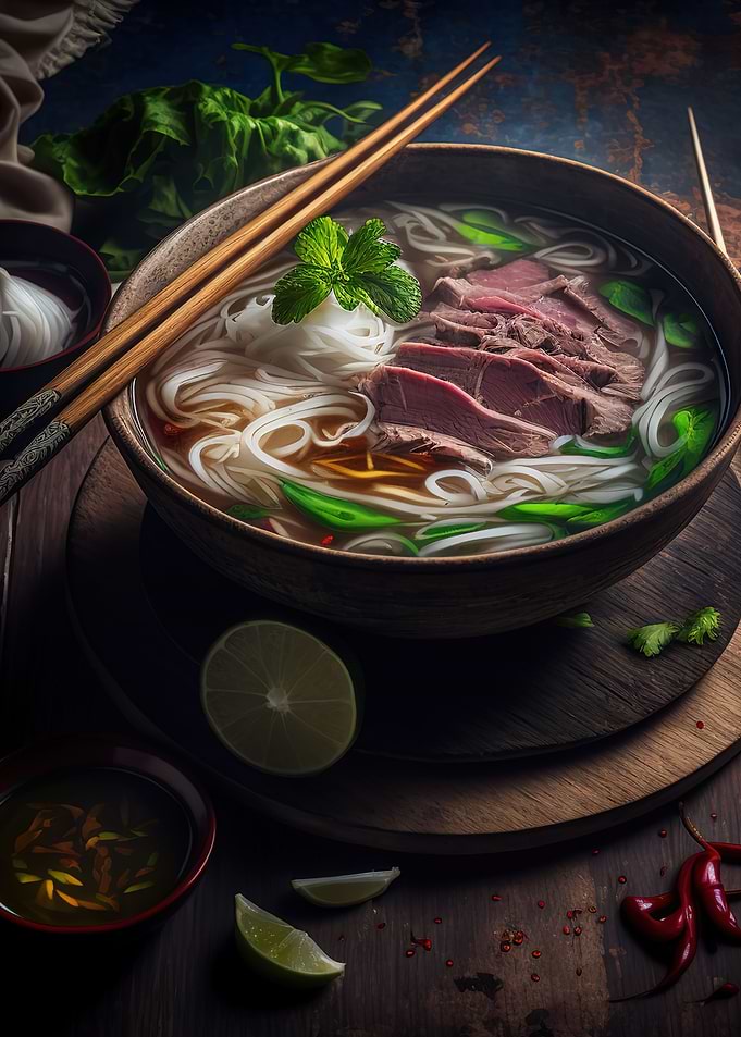 Asian pho noodle soup