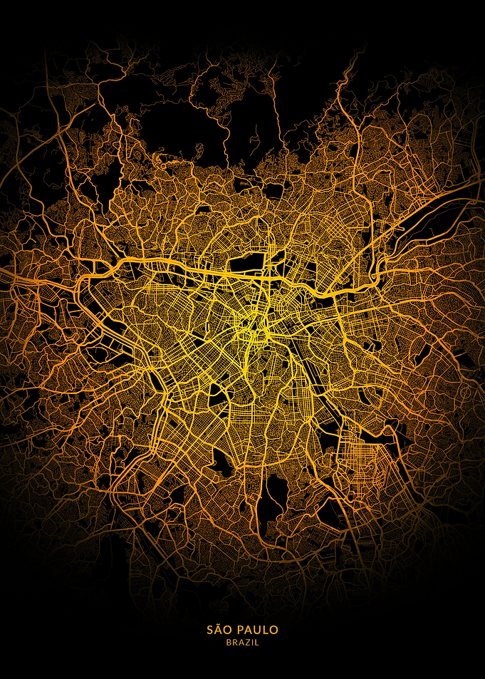 Sao Paulo City Map Gold