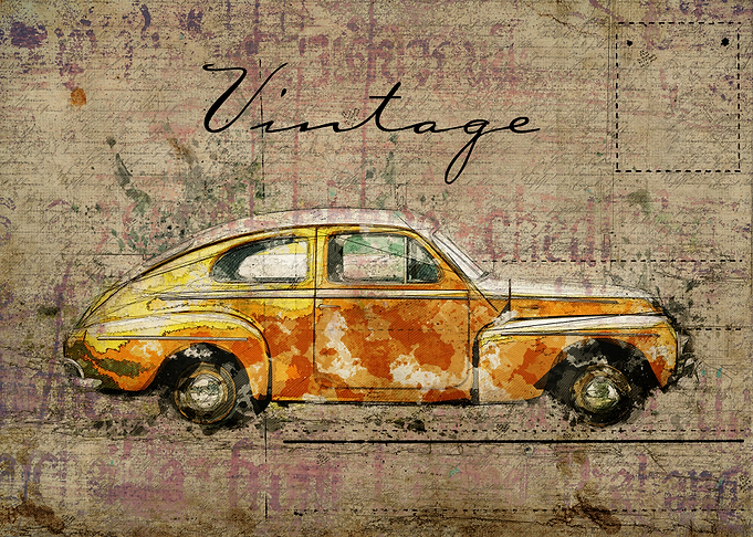 Orange classic car poster