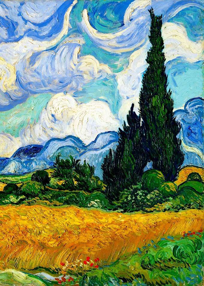 Wheat Field with Cypresses
