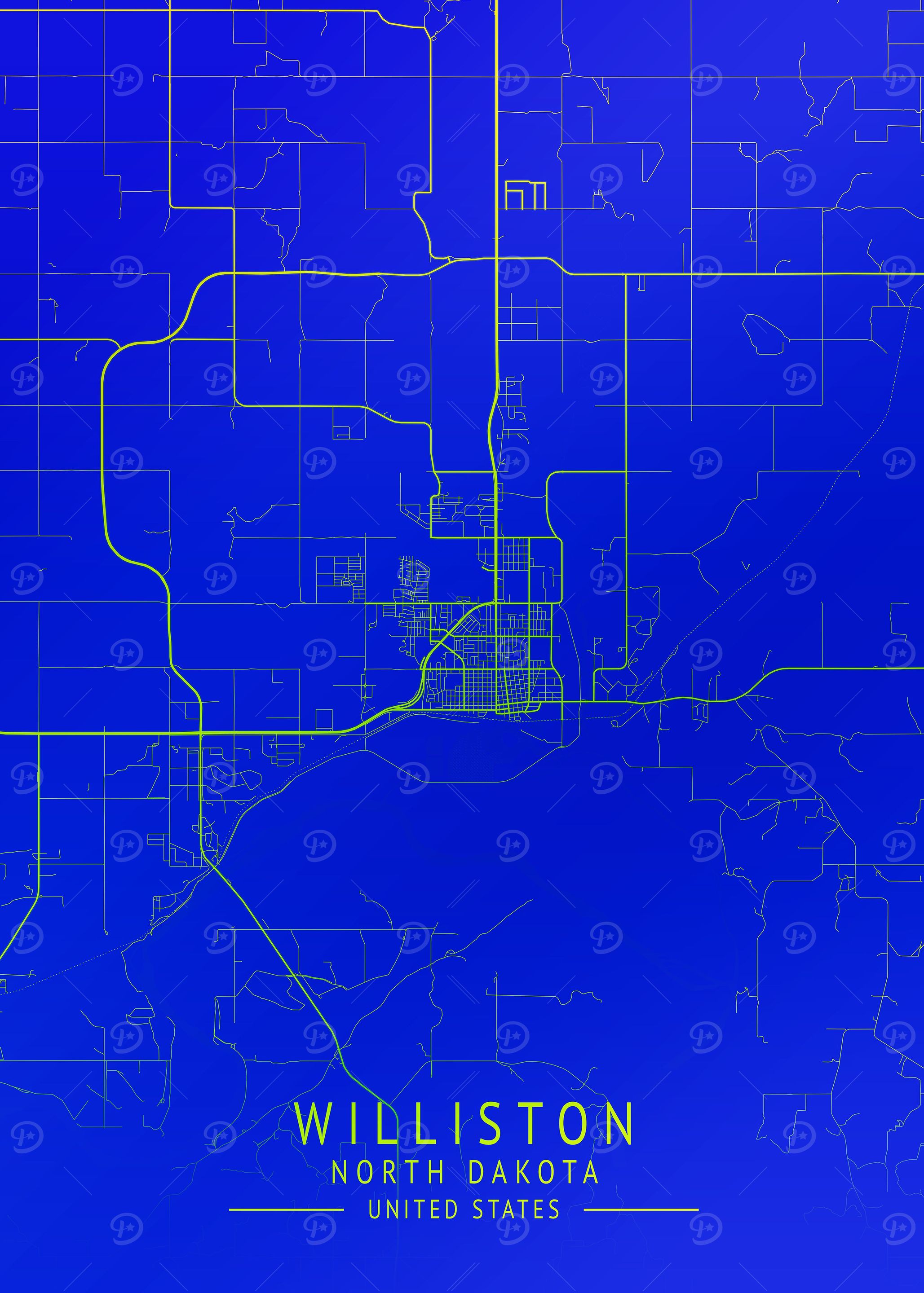 Williston USA City Map