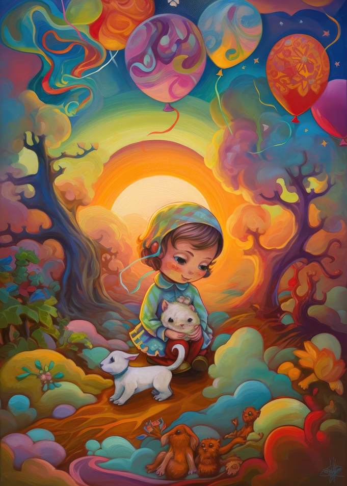 Oil painting child color