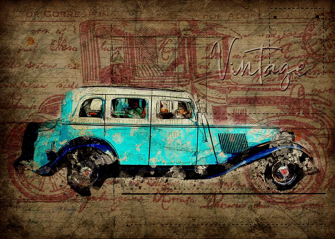 classic car poster grunge
