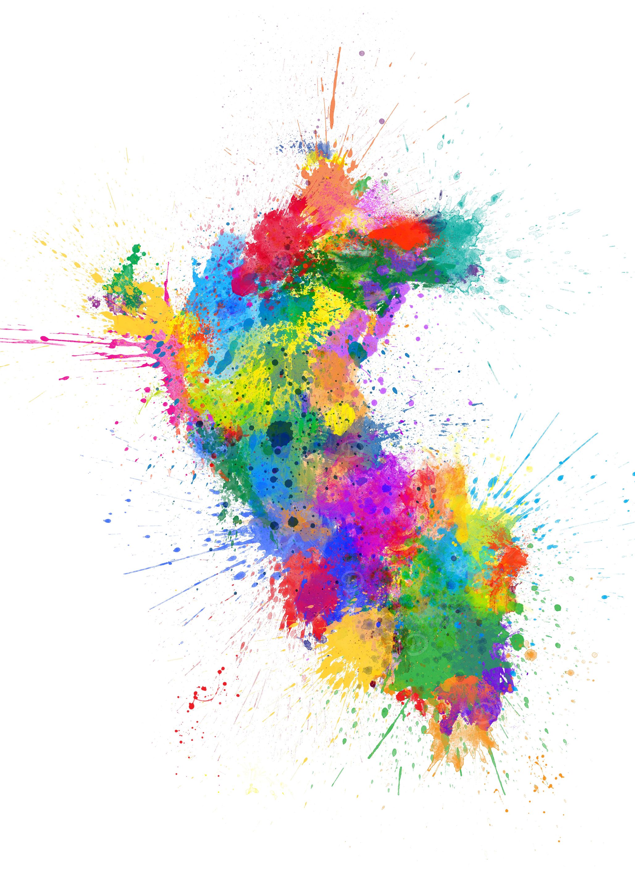 Paint splashes map of Peru