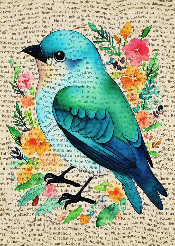Journal Flowery Bird Art