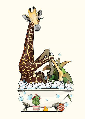 Giraffe in the Bath