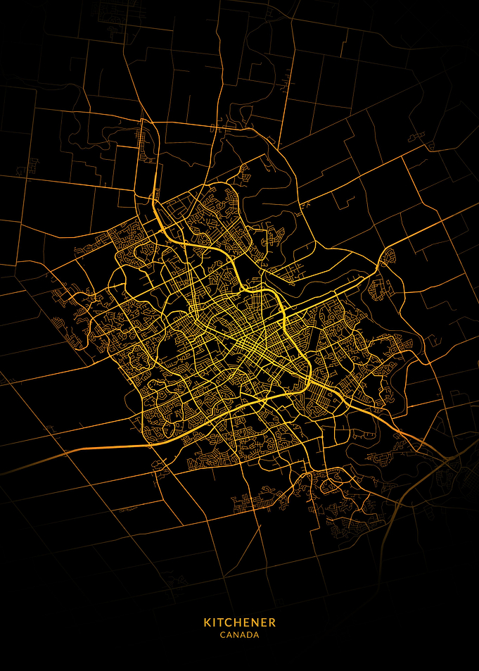 Kitchener City Map Gold