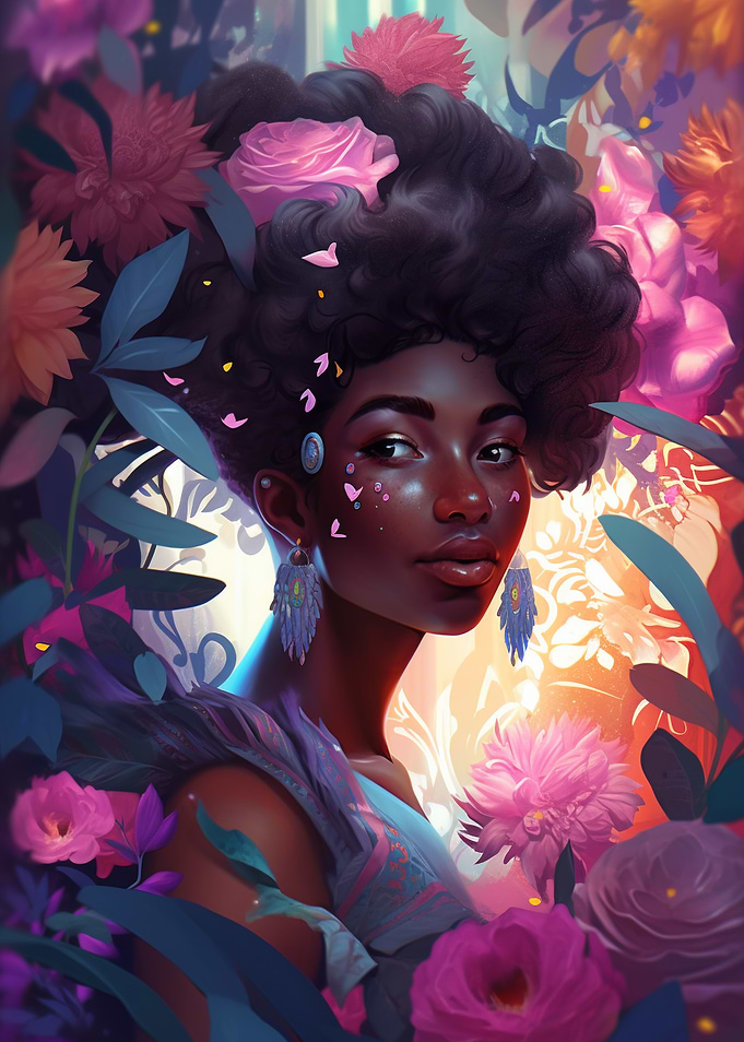 Content Flower Woman
