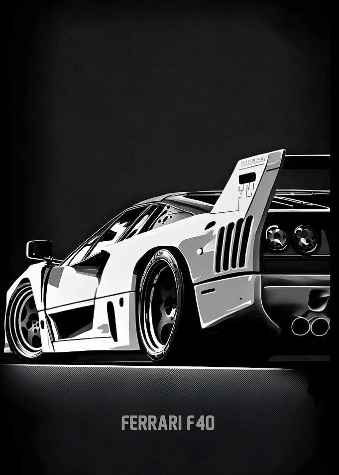 Ferrari F40 Car BlackWhite