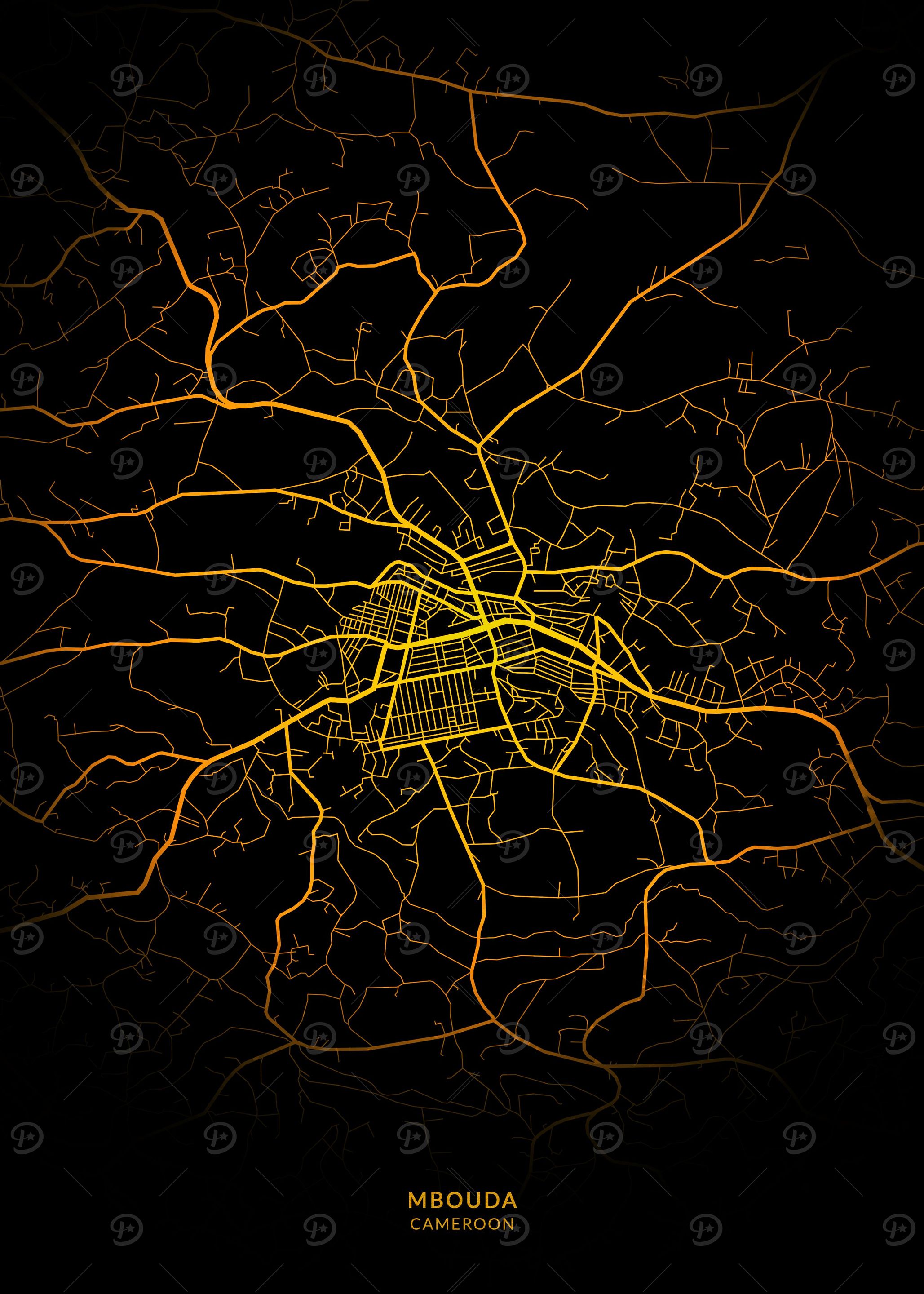 Mbouda City Map Gold