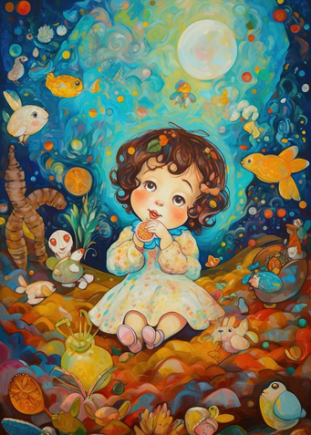 Cute oil painting