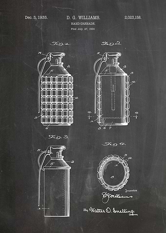 Hand grenade patent 1935