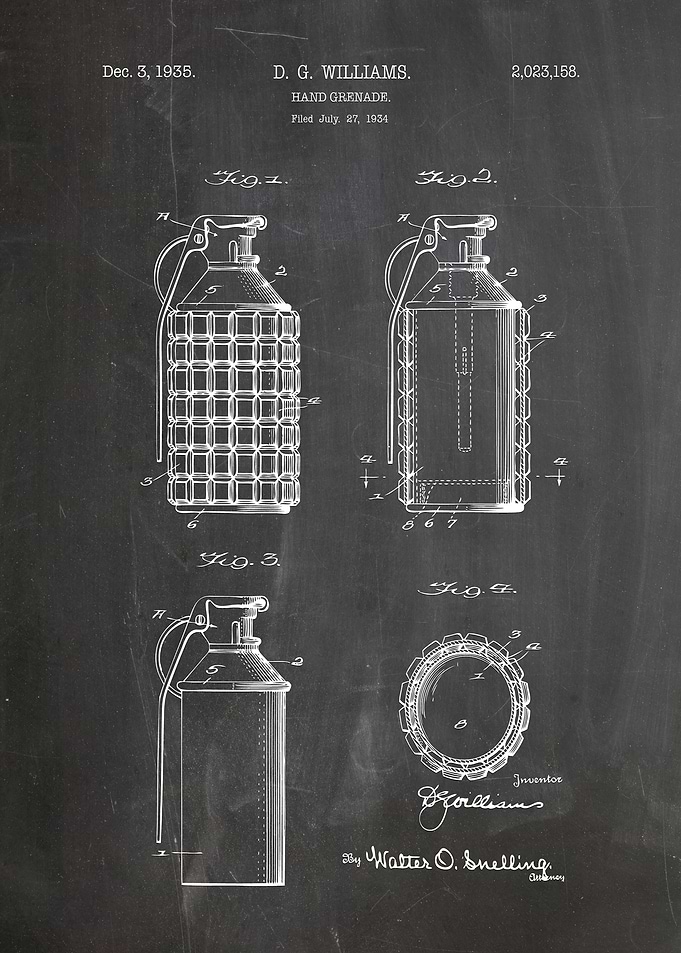 Hand grenade patent 1935