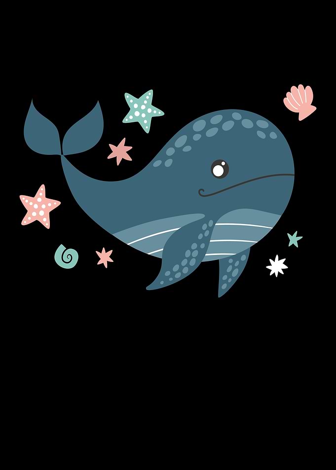 Blue Whale Cute Kids Whale