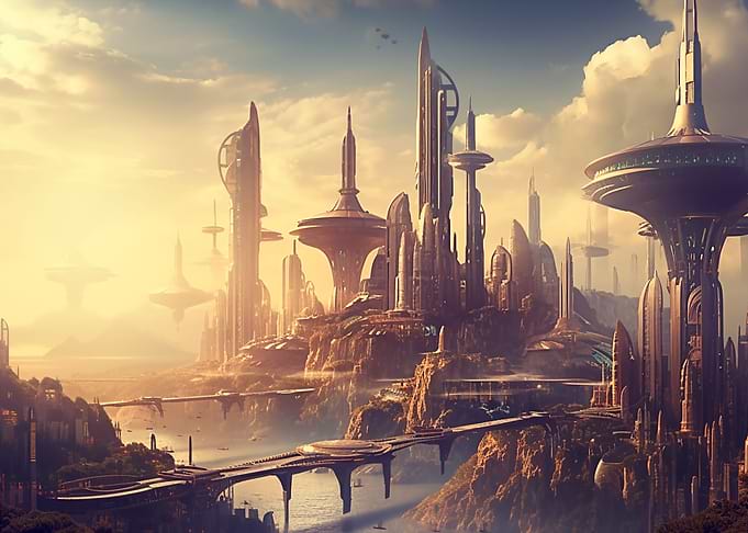 Future city on a planet