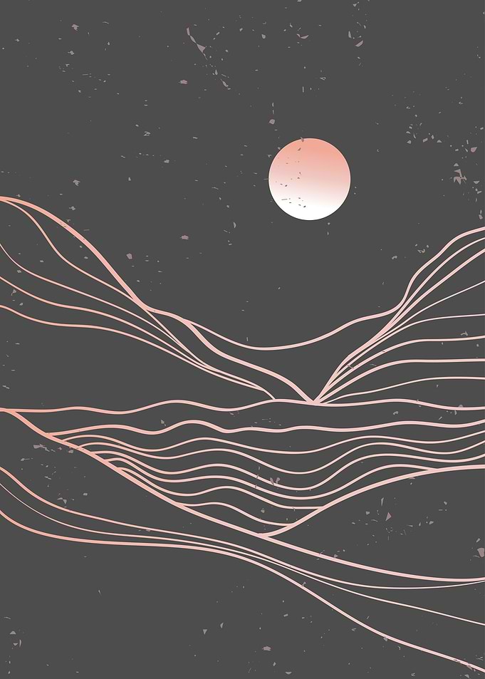 Mountain line art poster