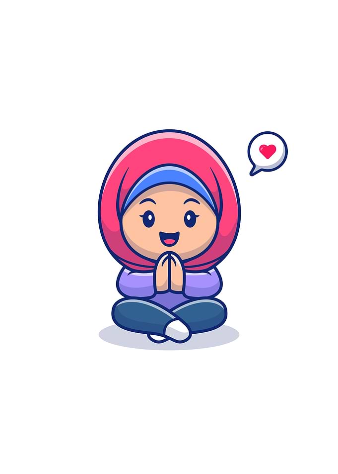 Cute Girl Moslem Cartoon