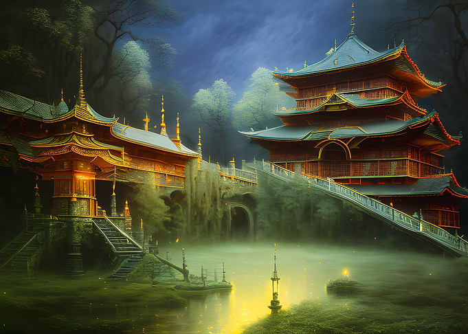 A dark Japanese palace