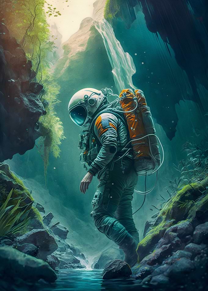 Astronaut lost in cave