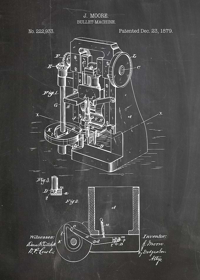 Bullet machine patent 1879