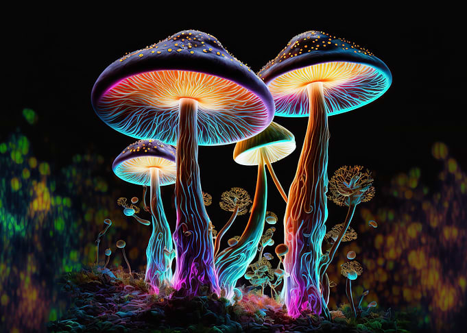 Mushrooms colorful