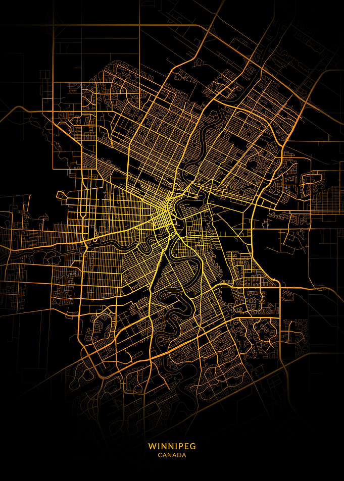 Winnipeg City Map Gold
