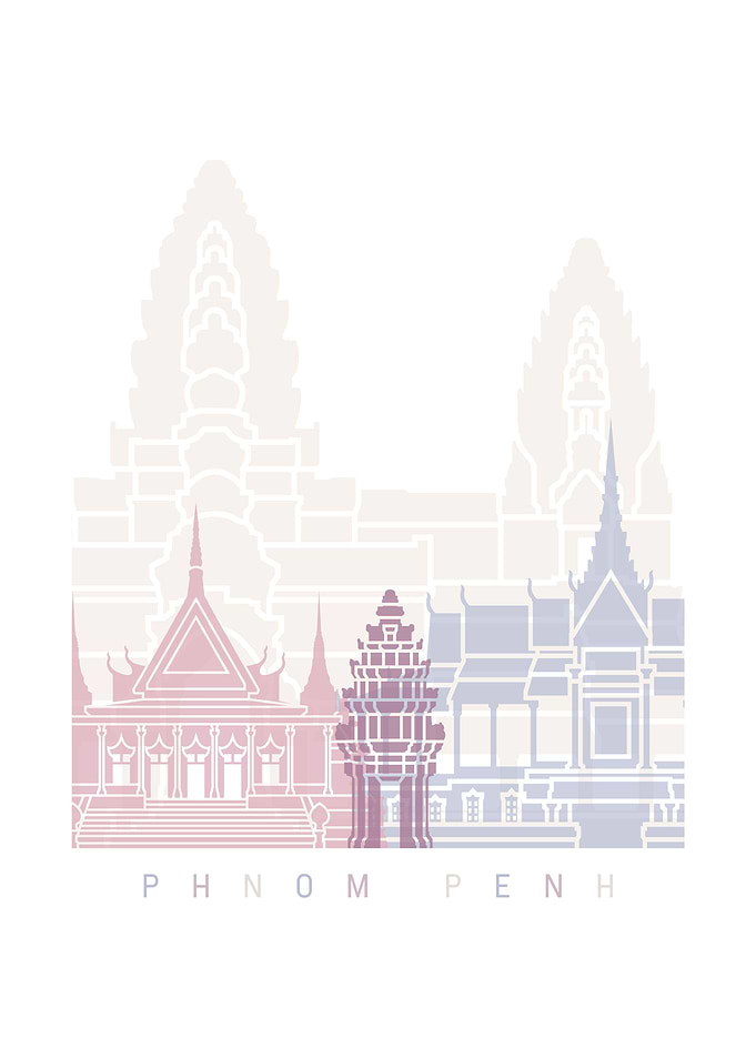 PHNOM PENH SKYLINE PASTEL