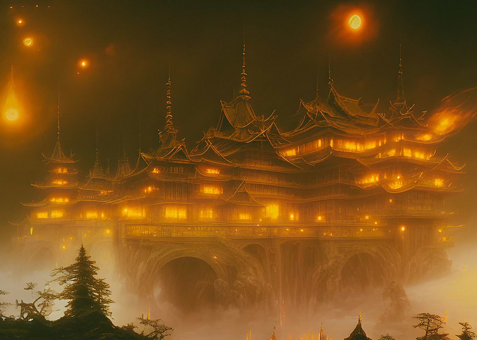 A dark Japanese palace