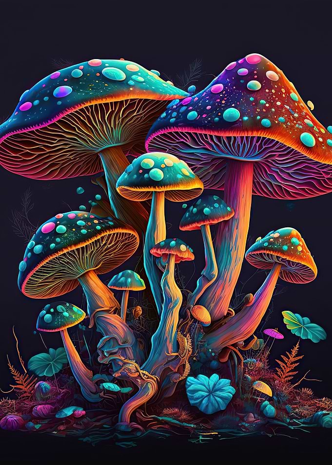 Mushrooms colorful