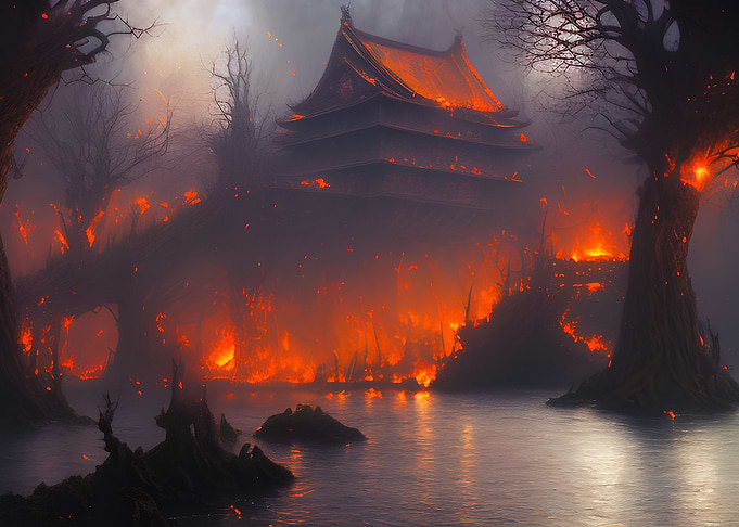 A dark Japanese palace