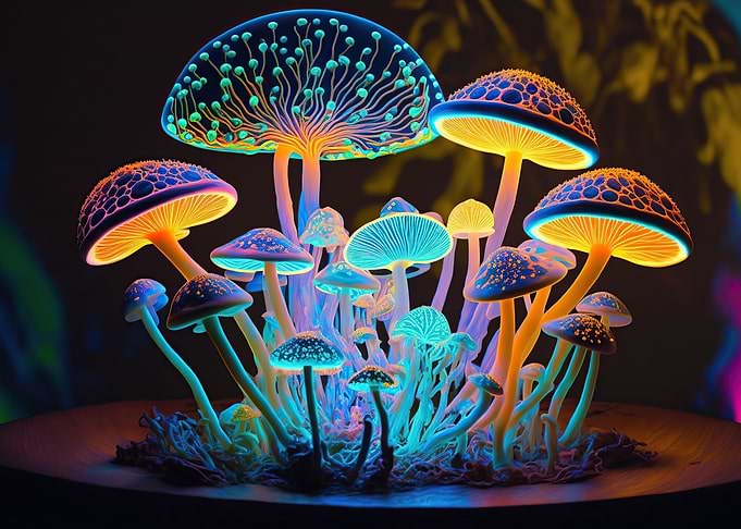 Mushrooms colorful