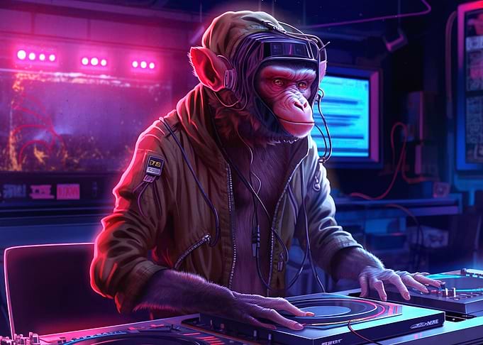 Cyberpunk monkey DJ