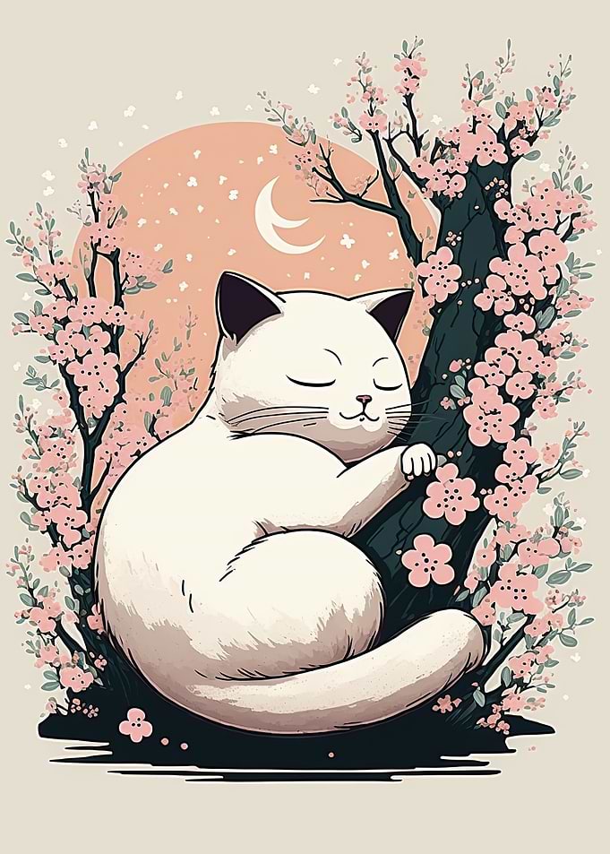 Cat Cherry Blossoms