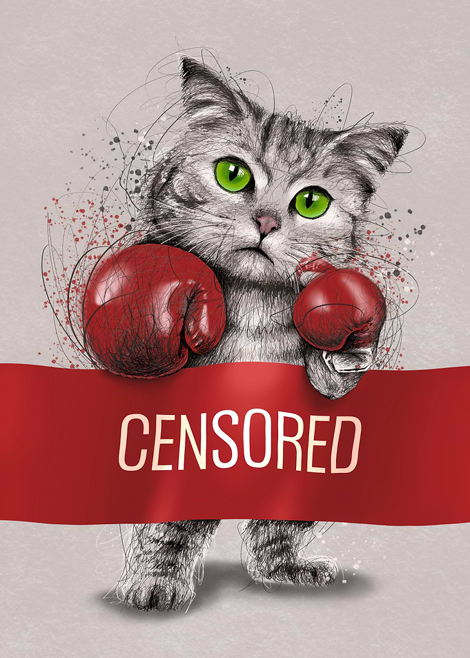censored boxing cat