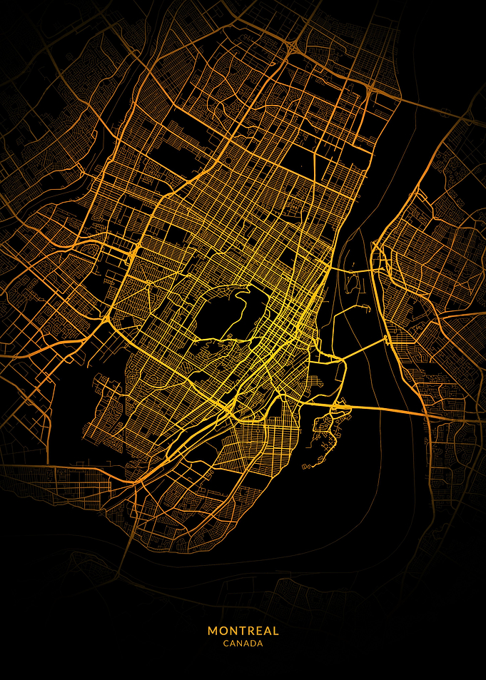 Montreal City Map Gold