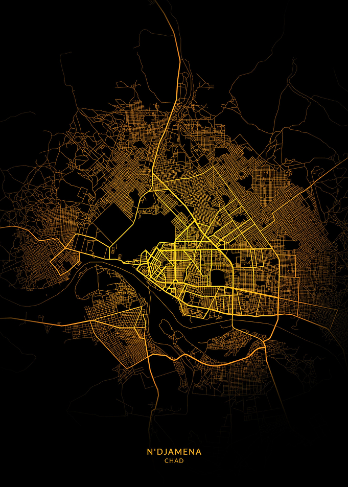 NDjamena City Map Gold
