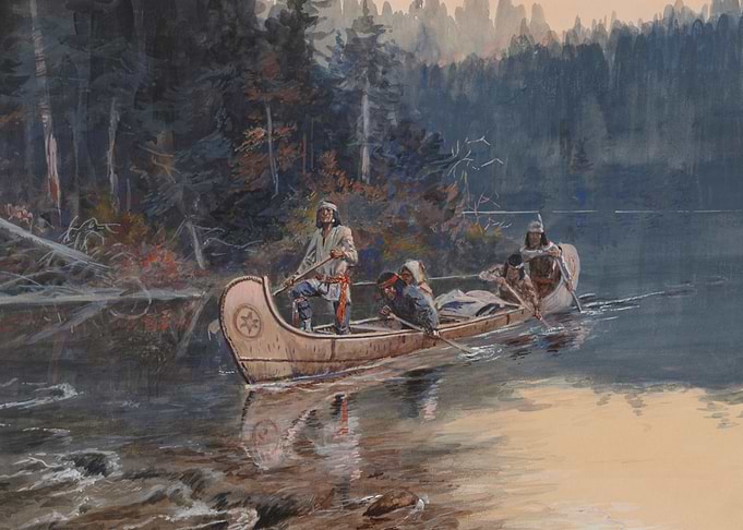 Indians In A Canoe