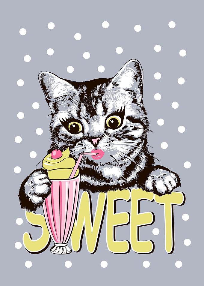 Kitten drink milk cocktail