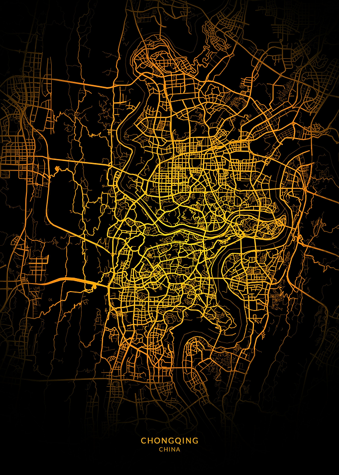 Chongqing City Map Gold