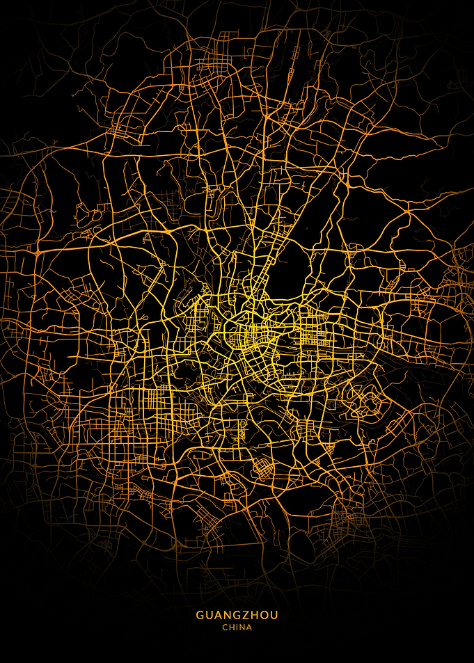 Guangzhou City Map Gold